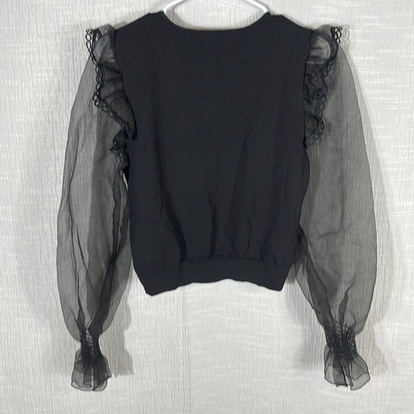 Endless Rose Organza Ruffle‎ Knit blouson sweater medium black - Picture 3 of 9